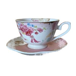 Grace Teaware Floral Teacup and Saucer Set Valentine’s Day